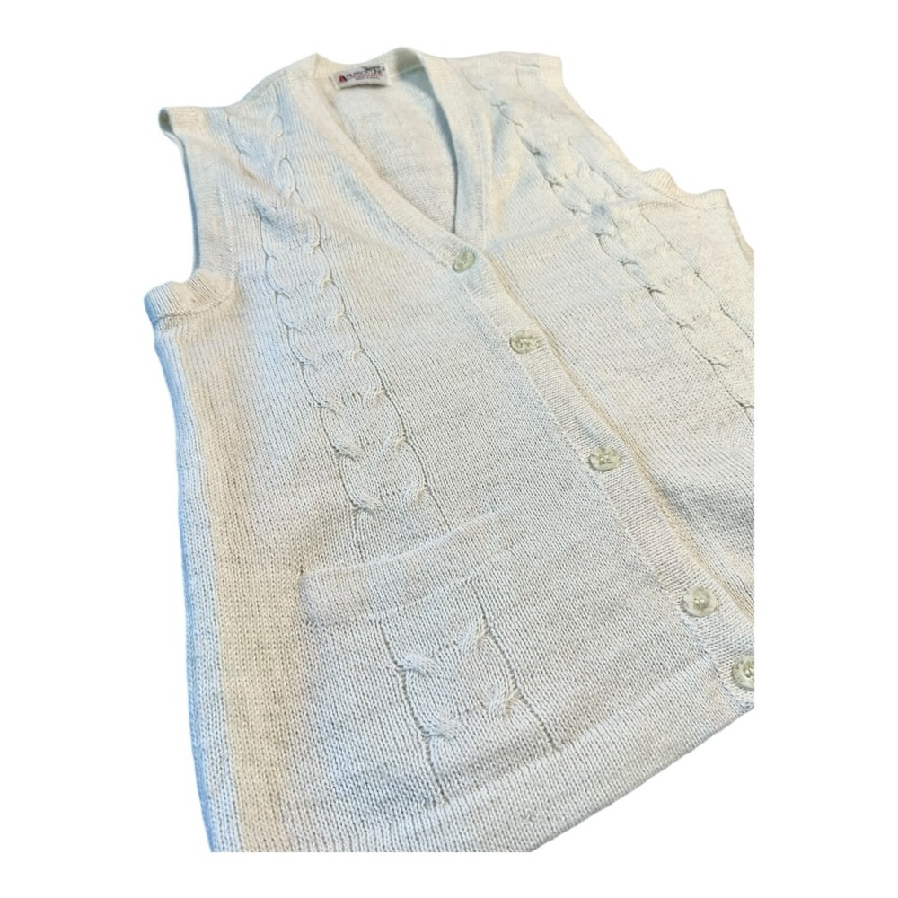 Alpaca Line Vintage Cable Knit Sweater Vest Alpaca Cable Knit Vest Cream Vintage